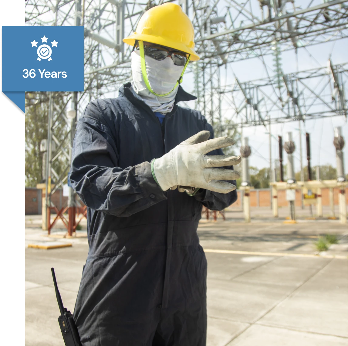 Engineer in protective gear at power station