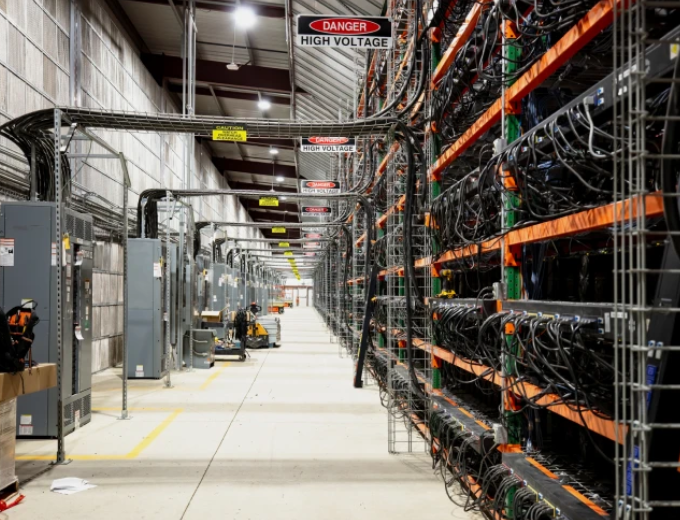 Rows of servers in a data center.